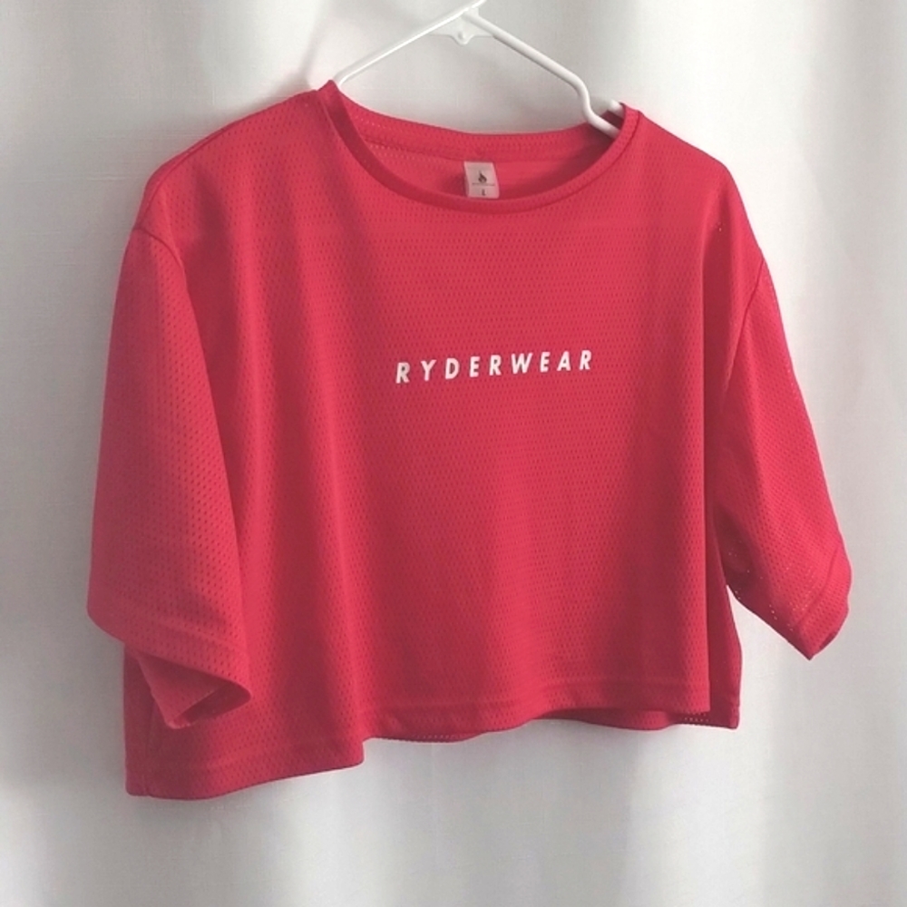 Ryderwear Cropped Mesh Tee Pink & White Small Medium Large